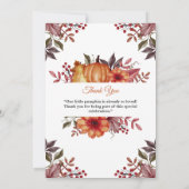 Niedlicher Kürbis ist auf dem Weg zur Babydusche Einladung (Rückseite)