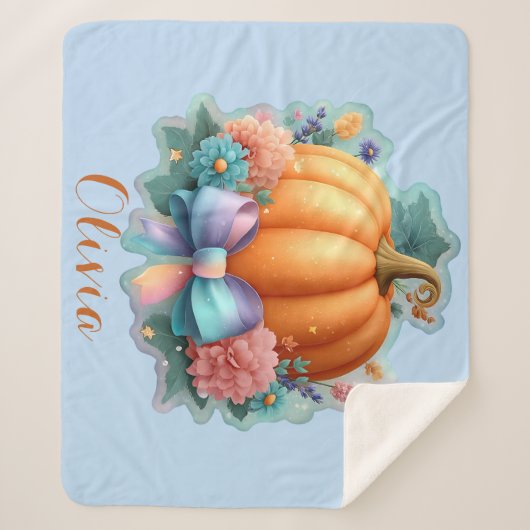 Niedlicher Kürbis mit Blume Personalisierter T - S Sherpadecke (Vorderseite)