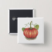 Niedlicher Kürbis mit Weinbergen in Wasserfarbe Button (Vorne & Hinten)