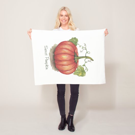 Niedlicher Kürbis mit Weinbergen in Wasserfarbe Fleecedecke (Beispiel)