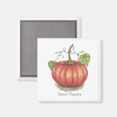 Niedlicher Kürbis mit Weinbergen in Wasserfarbe Magnet (Vorderseite/Rückseite)