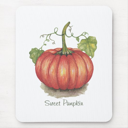 Niedlicher Kürbis mit Weinbergen in Wasserfarbe Mousepad (Vorne)
