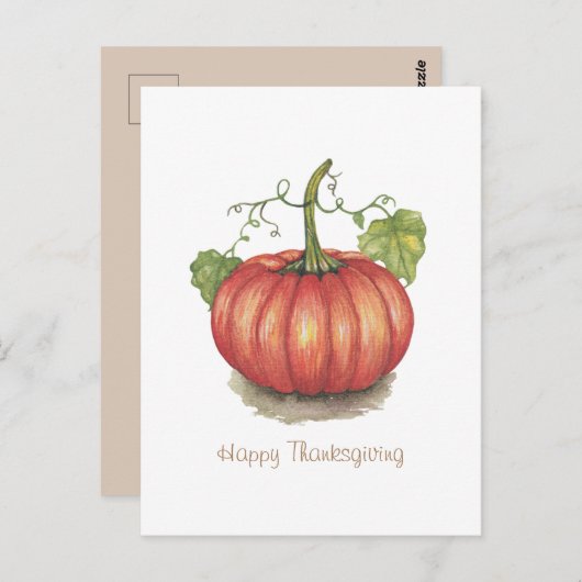 Niedlicher Kürbis mit Weinbergen in Wasserfarbe Postkarte (Vorne/Hinten)
