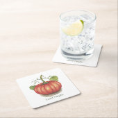 Niedlicher Kürbis mit Weinbergen in Wasserfarbe Rechteckiger Pappuntersetzer (Vor Ort)