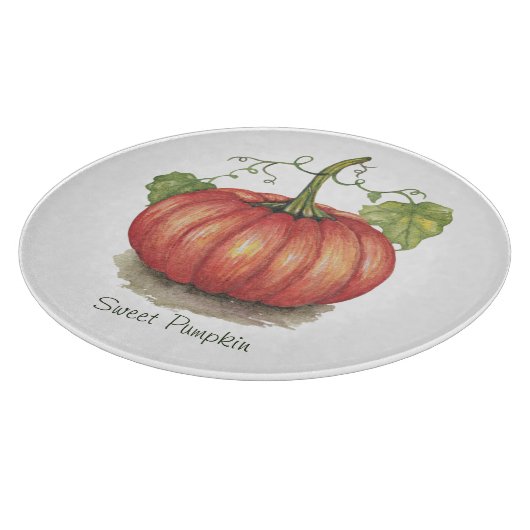 Niedlicher Kürbis mit Weinbergen in Wasserfarbe Schneidebrett (Ecke)