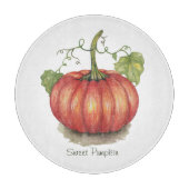 Niedlicher Kürbis mit Weinbergen in Wasserfarbe Schneidebrett (Vorderseite)