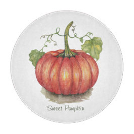 Niedlicher Kürbis mit Weinbergen in Wasserfarbe Schneidebrett