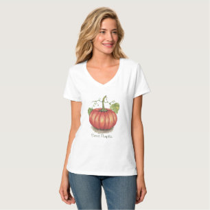 Niedlicher Kürbis mit Weinbergen in Wasserfarbe T-Shirt