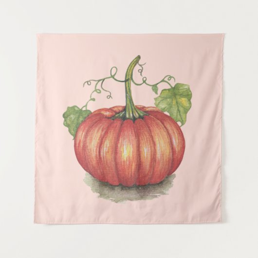 Niedlicher Kürbis mit Weinbergen in Wasserfarbe Wandteppich (Vorderseite)