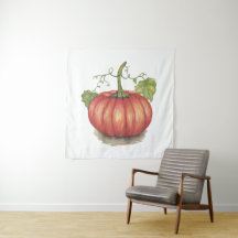 Niedlicher Kürbis mit Weinbergen in Wasserfarbe