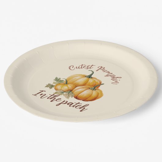 Niedlicher Kürbis Pappteller (Schrägansicht)