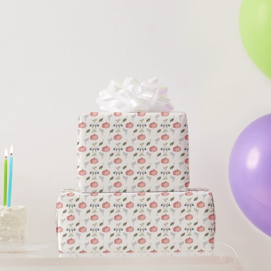 Niedlicher Kürbis Wasserfarbenfall mit Blätter Geschenkpapier (Partygeschenke)