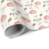 Niedlicher Kürbis Wasserfarbenfall mit Blätter Geschenkpapier (Rolleneckpunkt)