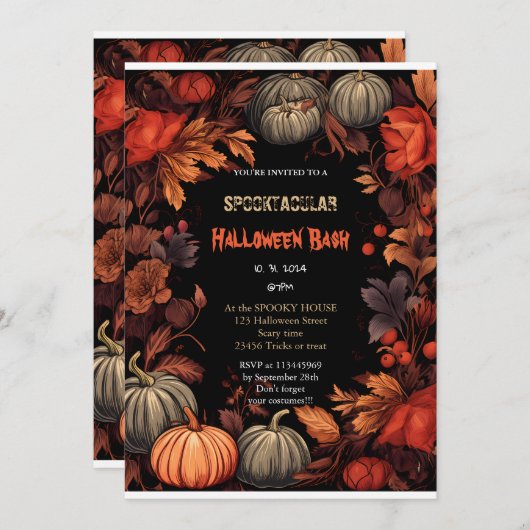 Niedlicher Kürbisboo Halloween-Bash Einladung (Vorne/Hinten)