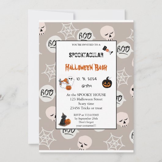 Niedlicher Kürbisboo Halloween-Bash-Rosa Einladung (Vorderseite)