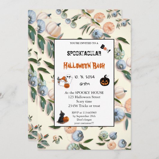 Niedlicher Kürbisboo Halloween-Bash-Rosa Einladung (Vorne/Hinten)