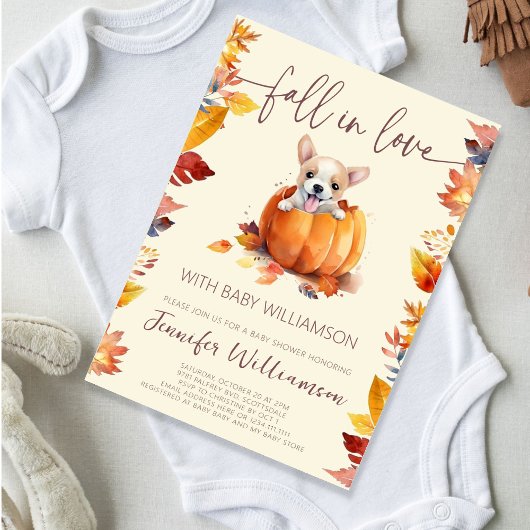 Niedlicher Kürbisfall in Liebe Kinderdusche Einladung