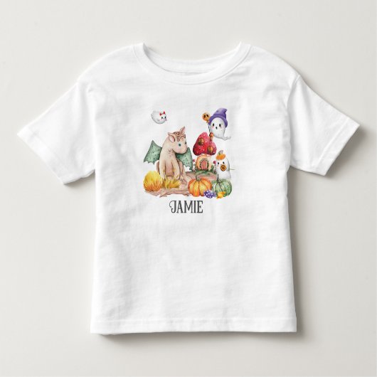 Niedlicher Kürbiskahn Halloween Fantasy Dinosaurie Kleinkind T-shirt (Vorderseite)