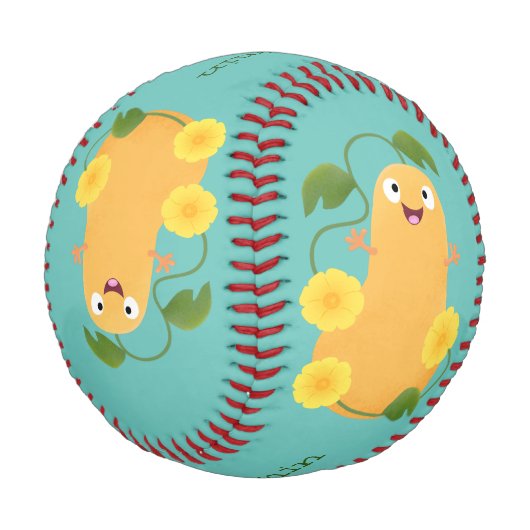 Niedlicher Kürbiskürbis Cartoon Baseball (Schrägansicht)