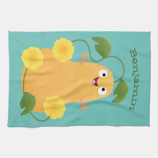 Niedlicher Kürbiskürbis Cartoon Geschirrtuch (Horizontal)