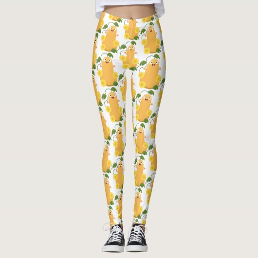 Niedlicher Kürbiskürbis Cartoon Leggings (Vorderseite)