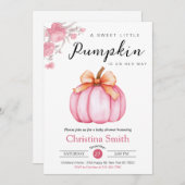 Niedlicher Kürbispink Blütenmädchendusche Einladung (Vorne/Hinten)