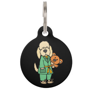 Niedlicher Labradoodle Hund mit Teddy Bear Cartoon Haustiermarke