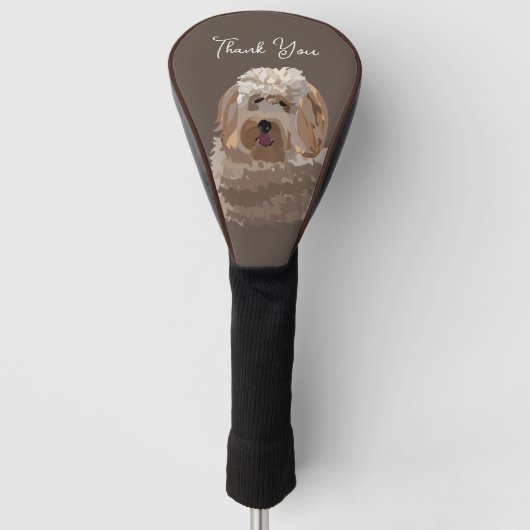 Niedlicher Labradoodle Hund Personalisiert Golf Headcover (Vorderseite)