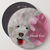 Niedlicher Labradoodle & Rose Spaß Button (Vorne & Hinten)