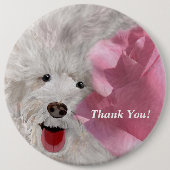 Niedlicher Labradoodle & Rose Spaß Button (Vorderseite)