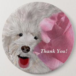 Niedlicher Labradoodle & Rose Spaß Button
