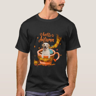 Niedlicher Labrador Coffee Cup Hallo Herbst T-Shirt