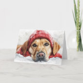 Niedlicher Labrador Hund in Winter Hat Weihnachtsk Dankeskarte (Vorderseite)