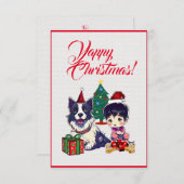 Niedlicher Labrador Hund mit Weihnachtskarte für M Dankeskarte (Vorne/Hinten)