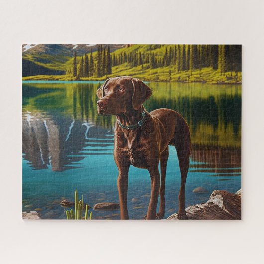 Niedlicher Labrador Hund Schokolade Labrador Retri Puzzle (Horizontal)