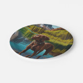 Niedlicher Labrador Hunde Schokolade Labrador Retr Pappteller (Schrägansicht)