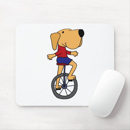 Niedlicher Labrador-Hundereitunicycle-Cartoon Mousepad (Mit Mouse)