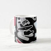 Niedlicher Labrador-Muster-Schwarz-Hintergrund Kaffeetasse (Vorderseite Links)