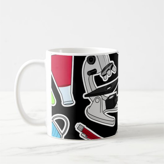 Niedlicher Labrador-Muster-Schwarz-Hintergrund Kaffeetasse (Links)