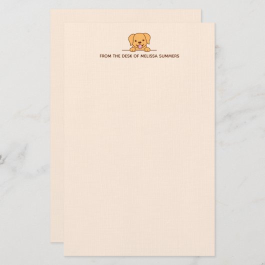 Niedlicher Labrador Retriever Dog Peeking benutzer Briefpapier (Vorne/Hinten)