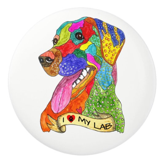Niedlicher Labrador Retriever Door Knob - Keramik Keramikknauf (Vorderseite)