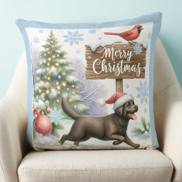 Niedlicher Labrador Retriever Frohe Weihnachtswelp Kissen