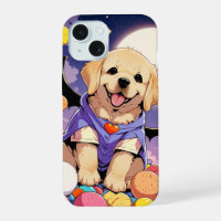 Niedlicher Labrador Retriever mit halloween Bonbon