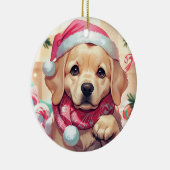 Niedlicher Labrador Retriever mit pastellfarbenem  Keramik Ornament (Rechts)