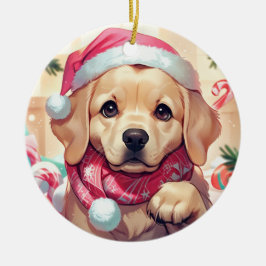 Niedlicher Labrador Retriever mit pastellfarbenem  Keramik Ornament