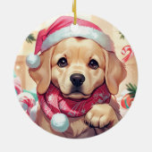 Niedlicher Labrador Retriever mit pastellfarbenem  Keramik Ornament (Hinten)