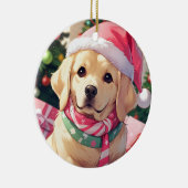Niedlicher Labrador Retriever mit pastellfarbenem  Keramik Ornament (Rechts)