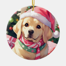Niedlicher Labrador Retriever mit pastellfarbenem  Keramik Ornament