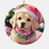 Niedlicher Labrador Retriever mit pastellfarbenem  Keramik Ornament (Hinten)