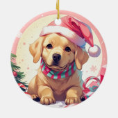 Niedlicher Labrador Retriever mit pastellfarbenem  Keramik Ornament (Hinten)